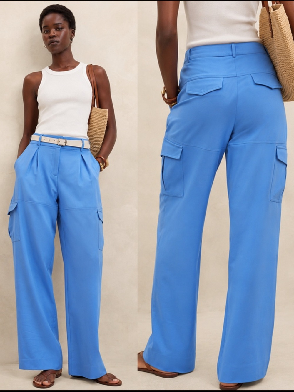 Banana Republic Factory NWT Straight Twill Cargo Pant Serenity Blue size 4